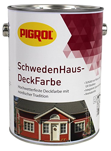 Pigrol Schwedenhaus-Deckfarbe, moosgrün, 2,5L Wetterschutzfarbe Holzfarbe für aussen von Pigrol