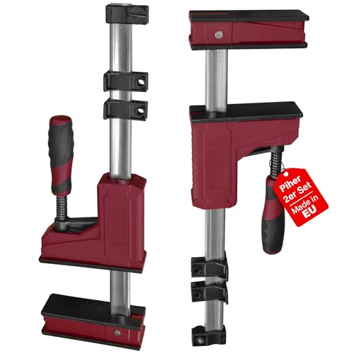 Piher Korpuszwinge PRL 95 für Holzarbeiten | 2er Set - 30cm Spannweite | starke Parallelzwinge mit 700kg Spannkraft | geschmiedeter Stahl made in EU | Spannen und Spreizen von Piher