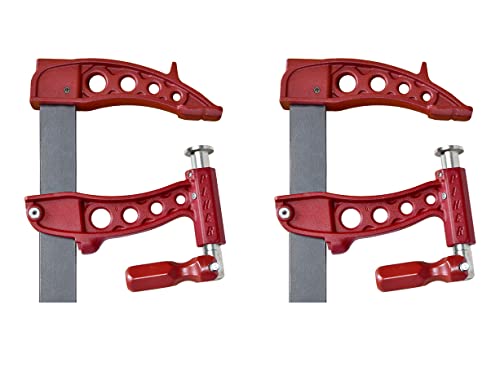 Piher Maxipress R Schraubzwinge | 2er Set | Hochleistungszwinge | 1000kg Spannkraft | Rot | Geschütztes Gewinde | Ideal zum Schweißen | Ausladung 16cm (100cm) von Piher