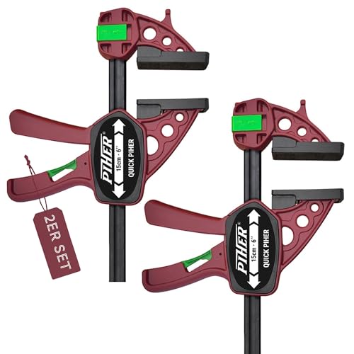 Piher Quick Einhandzwinge | 2er Set | starke Schraubzwinge mit 150kg Spannkraft | Spannen und Spreizen | (15cm) von Piher