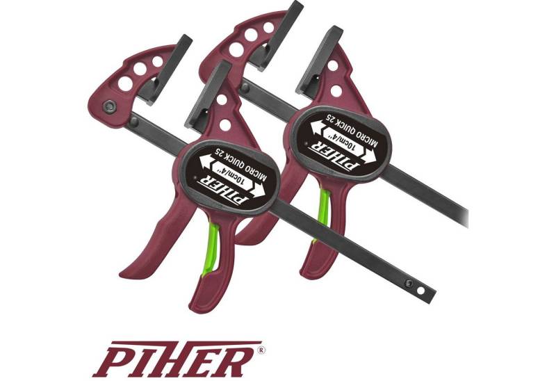 Piher Schraubzwinge 1 Paar Piher Micro Quick 25 kg Einhandzwinge 10 cm, (1 Paar) von Piher