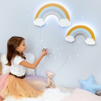 Regenbogen-Lampen-Set Mit Zwei Regenbögen, Holzlampe, Kinderzimmer-Wanddekoration, Nachtlicht Für Jungen Und Mädchen, Geschenk Kid von PikuLights