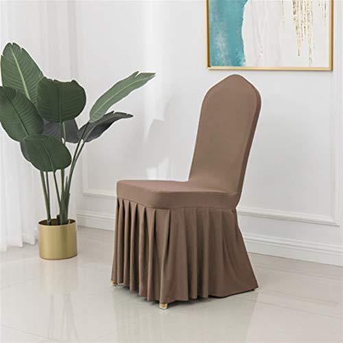 Pilang zxxin-Stuhlhussen 24 Farben Hochzeit Spandex Chair Cover, mit Rock gefaltete gekräuselte elastische Stretch Party Hotel Bankett, hohe Qualität (Color : Light Brown) von Pilang