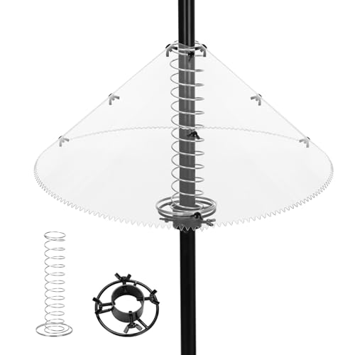Eichhörnchen-Leitblech für Vogelfutterstangen, 48,3 cm, transparent, mit Halterung und Stachelrand von PilavAloo