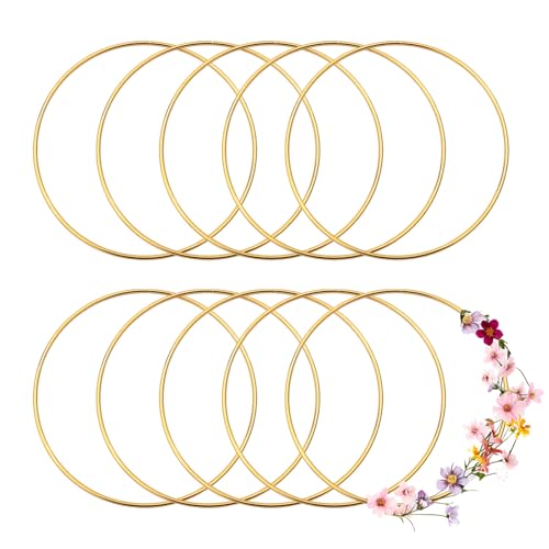Pilikoll 10 Stück 20cm Metallringe zum Basteln Deko Ringe zum Aufhängen Makramee Hoop Metall Kranz Rahmen Traumfänger Ringe Kranz Ringe für DIY Floral Hoop,Traumfänger Ring, Hochzeitstischdekoration von Pilikoll