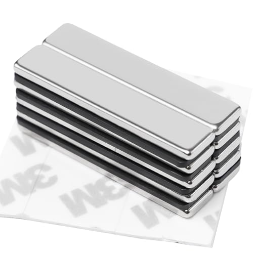 Pilikoll 10 Stück 50×10×3mm Neodym Magnete Extra Stark mit Doppelseitigem Klebstoff Selbstklebende Flache Magnetplättchen Magnete Selbstklebend Stark Neodym Magnete für Whiteboard,Kühlschrank,Basteln von Pilikoll