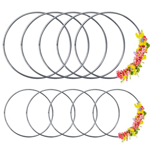 Pilikoll 10 Stück Deko Ringe zum Aufhängen 10CM Handwerkliche Metallring & 15CM Traumfänger Ringe Metall Mobile Ring Floral Hoops Traumfänger Ring für Dream Catcher, Hochzeit Party Dekoration von Pilikoll