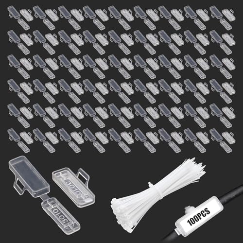 Pilikoll 100 Stücke Transparent Wiederverwendbaren Kabeletiketten mit 100 Kabelbinder Wasserdichtes Kabel Etiketten Kabelmarkierer Transparenter Kabelbinder Tags Box für Drähte, Kabel von Pilikoll