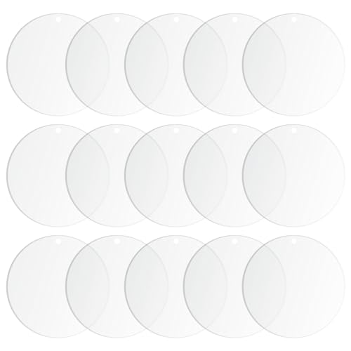 Pilikoll 15 Stück 10cm Acrylscheibe Transparent mit Loch Klare Kreis Acrylplatte Klare Acrylplatten Runde Rund Acryl Scheibe Acryl-Kunststoff-Scheibe für Bilderrahmen Display, Malerei, DIY Handwerk von Pilikoll