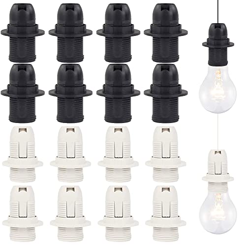 Pilikoll 16 Stück E14 Lampenfassung E14 Socket Lights E14 Lamp Socket Adapter Kleine Edison-Schraube E14 Fassung Kunststof für LED Glühlampen(Weiß&Schwarz) von Pilikoll