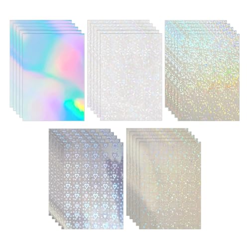 Pilikoll 20 Stück A4 holografische Silberkarte Holographische Aufkleber Papier Vinyl Aufkleber Papier Laser Holografische Vinylfolie Selbstklebende für DIY Handwerk Dekoration von Pilikoll