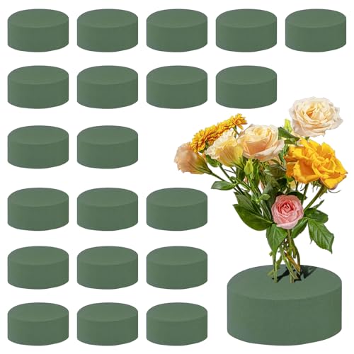 Pilikoll 20 Stück Runde Blumensteckschaum 8x4 cm Blumensteckschaum Zylinder Grüner Blumen Schaumstoff Steckschaum steckschaum für Frischblumen Steckschaum Rund für Hochzeitsgangblumen-Partydekoration von Pilikoll
