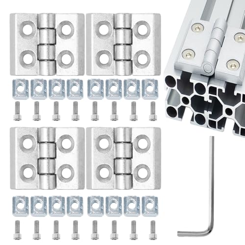 Pilikoll 4 Stück Silber M4 Kleine Möbelscharniere 2020 Aluprofil Flexibler Scharnier M4 für Aluprofil 2020 Scharnier M4 Klappscharnier mit Schlitz 6mm für Leichte DIY Schranktüren von Pilikoll