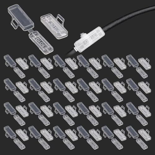 Pilikoll 50 Stücke Transparent Kabeletiketten Erkennungsbox Kabeletiketten Kabel Beschriftung Transparenter Kabelbinder Tags Box Wasserdichtes Kabel Etiketten Kabelmarkierer für Drähte, Kabel von Pilikoll