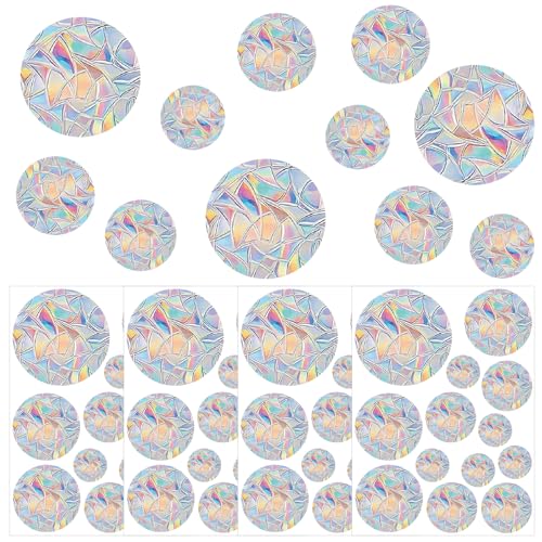 Pilikoll 52 Stück Kreisförmig Regenbogen Fensterfolie Vogelschutz PVC Anti-Kollisions-Aufkleber Wandaufkleber Regenbogen Fenster Prisma Vogelschutz für Stopps Birds Flying in Windows von Pilikoll