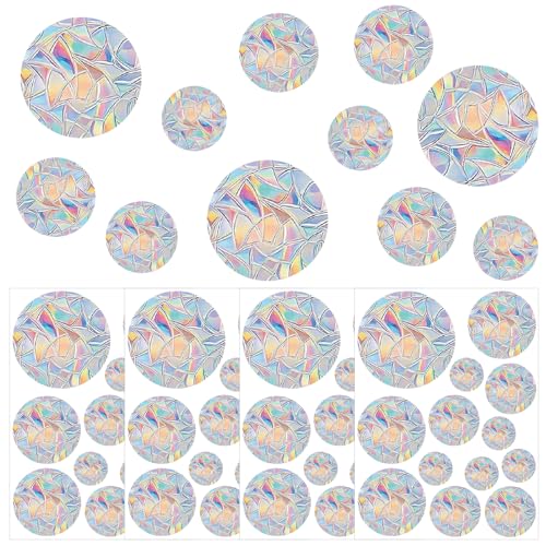 Pilikoll 52 Stück Kreisförmig Regenbogen Fensterfolie Vogelschutz PVC Anti-Kollisions-Aufkleber Wandaufkleber Regenbogen Fenster Prisma Vogelschutz Aufkleber Fenster für Stopps Birds Flying in Windows von Pilikoll