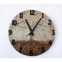 Baum Des Lebens Original-Gemälde Home Decor, Große Wanduhr, Gold Bronze Moderne Einzigartige von PilipArt