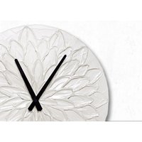 Perlen-Weiße Blumen Dekor Weiße Uhr Grosse Wanduhr Hochzeitsgeschenk Wanduhr Ohne Zahlen Einzigartige Schwarz Und Weiß von PilipArt