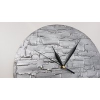 Silber Wanduhr Moderne Abstrakte Wanduhr Einzigartige Design Gelb Grau Schwarz Handgemachte Kunst Uhr, Wand Dekor, Design Wohndekor von PilipArt
