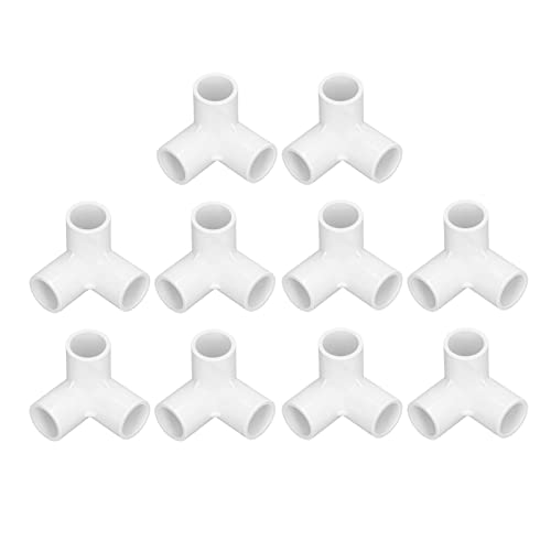 10 STÜCKE 3-Wege-PVC-Beschläge,dreidimensionaler Winkelverbinder, 90-Grad-PVC-Eckwinkelverbinder für Gewächshausrahmen-Zeltverbindungen, T-Eckverbinder 20 mm Innendurchmesser(Weiß) von Pilipane