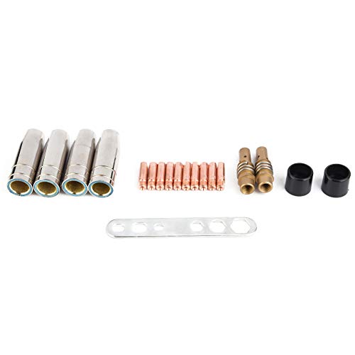 19pcs Set MIG Mag MAG Schweißkontakt -Tipps 0,8 mm Gasdüsenspitze Kit für Binzel 15Ak Taschenlampe Kupfer hoher Verschleiß Widerstand lebig einfach zu installieren von Pilipane