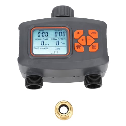 2 Outlet Sprinkler Timer Wassertimer 2 Zone Sprinkler Timer Automatischer Bewässerungscontroller mit Regensensor G3/4 Männlich bis G1/2 Weiblicher Adapter für Rasengarten von Pilipane