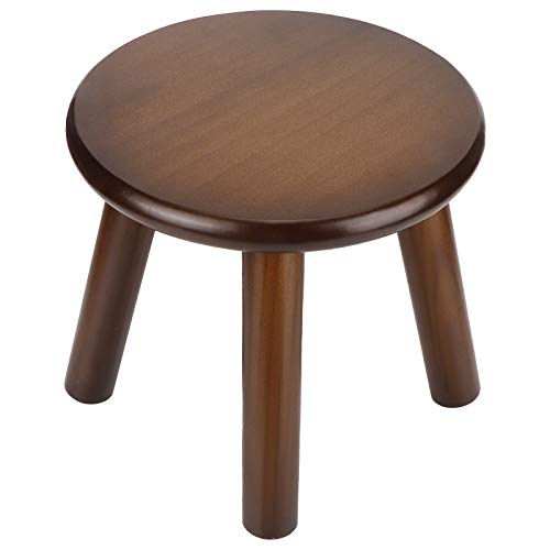 22.Pine Step Stool Kinderhocker,9 cm, niedlicher Kinderstuhl aus massivem Hartholz, handgefertigtes handbemaltes Holz mit zusammengebautem vierbeinigem Hocker, für Kinder(runde Walnuss), Kinderho von Pilipane