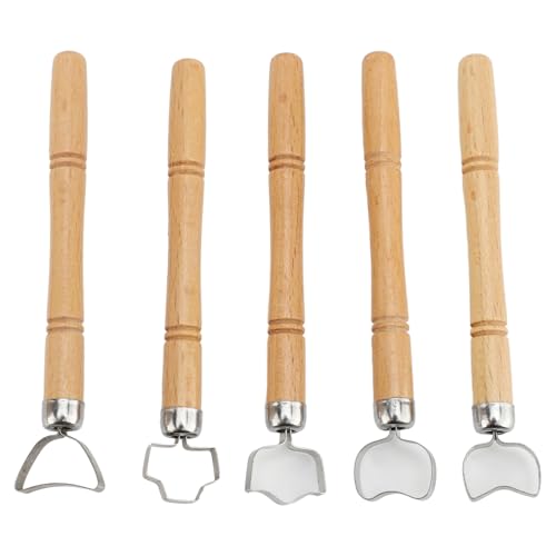 5 Stück Skulptur Schaber Holzgriff Edelstahl Cutter Tiefe Verstellbare Keramik Griff Schnitz werkzeug von Pilipane
