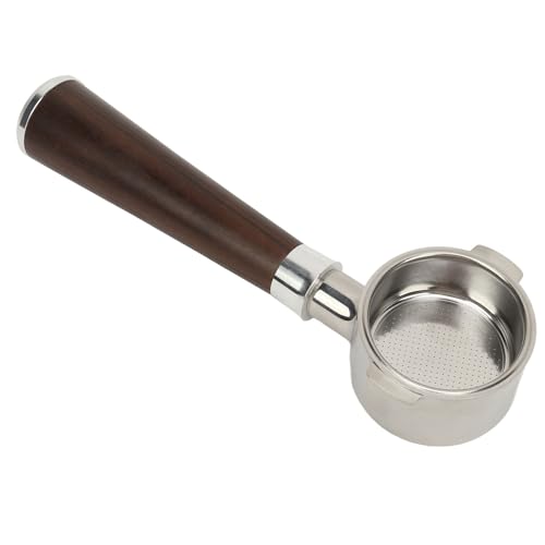 51 mm bodenloser Portafilter mit 2 Ohrfäden für die -Kaffeemaschine Edelstahlboden bodenloser Portafilter Holzgriff von Pilipane