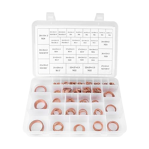 570pcs 30 Größen Kupfer Waschmaschinen Flachring -Set -Kit mit Plastikbox 570pcs 30 Größen Kupfer Waschmaschinen Flachring -Set -Kit mit Plastikbox von Pilipane