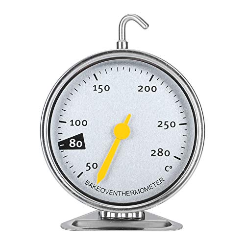Backofen-Thermometer,50-280 ℃ Edelstahl Stand Up Großes Zifferblatt Backtemperaturanzeiger mit Haken für Küchenmesswerkzeuge Backzubehör Kochthermometer Meter, Ofenthermometer mit Zeiger aus Ede von Pilipane