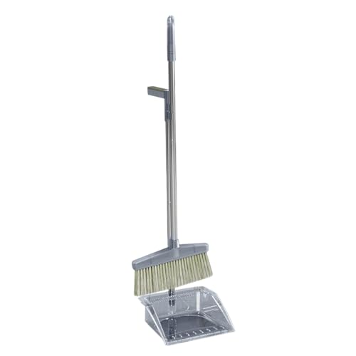 Besenstaubschaufel Set Robustes langlebiges Reinigungswerkzeug mit weitem Besen Kopf und staubfreies Design für Home Office Shop PP Plastik aus Edelstahl 680g (Grau) von Pilipane