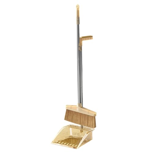 Besenstaubschaufel Set Robustes langlebiges Reinigungswerkzeug mit weitem Besen Kopf und staubfreies Design für Home Office Shop PP Plastik aus Edelstahl 680g (Orange) von Pilipane