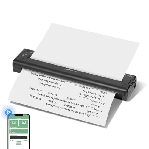 Pilipane 1200 mAh Thermal Stencil Printer,Portable Drucker,Bluetooth Thermodrucker, Geeignet für A4 oder Rollenpapier,kompatibel mit Android iOS Windows 7/8/10 (Schwarz) von Pilipane