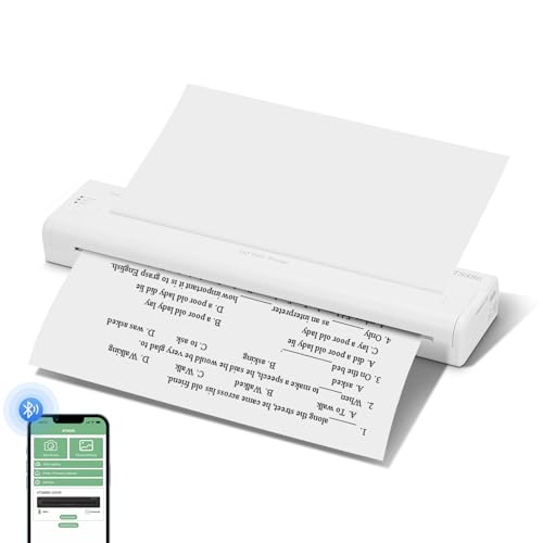 Pilipane 1200 mAh Thermal Stencil Printer,Portable Drucker,Bluetooth Thermodrucker, Geeignet für A4 oder Rollenpapier,kompatibel mit Android iOS Windows 7/8/10 (Weiß) von Pilipane