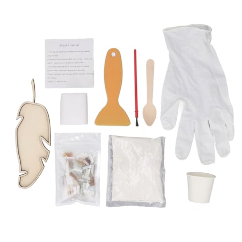 DIY Mosaic Blattdekoration Kit kreatives handgefertigtes Handwerkssatz für Wohnkultur und verbund Holz Plastikpapier Schwamm Mörtel Pulver Glas Mosaik Blatt Rückplatte ca. 18 x (-2013240066912) von Pilipane