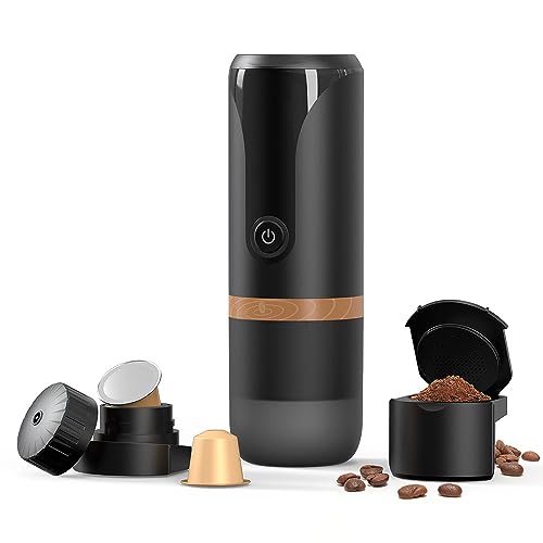 Elektrische Tragbare Espressomaschine,Kaffeemaschine Auto Espressomaschine und Tragbare Akku Espresso Maker für Camping Reise,mit NS Kapsel & gemahlenem Kaffee von Pilipane