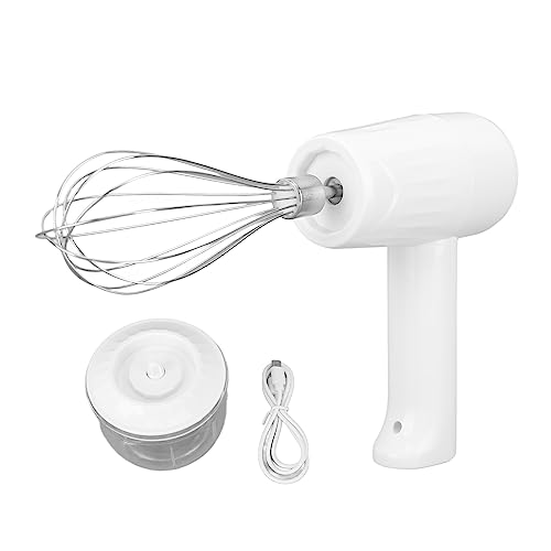 Elektrischer Handmixer 3 Geschwindigkeit USB wiederaufladbar leistungsstarkes Multi -Funktion -Küchenwerkzeug zum Backen von Kochen zum Peitschen von Shredding White 360g mit von Pilipane