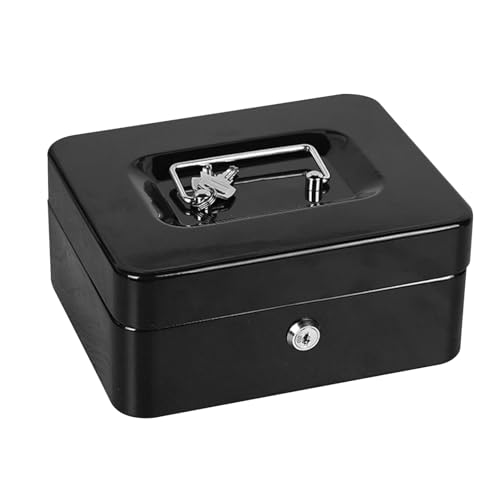 Feuerfeste Box mit großer Kapazität tragbarer Metall sicherer Aufbewahrungsbox mit 2 Tasten für Heimwagen -Reisedokument Cash Schmuck Feuerwerk Datei Box (Schwarz) von Pilipane