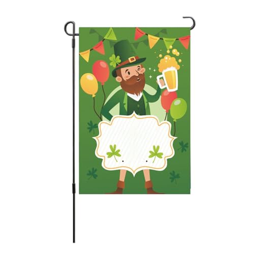Gartenflagge doppelseitige Klee Maschine Waschbarer Polyester Faser St. Patricks Flaggen für Gartenpartydekorationen (S38) von Pilipane