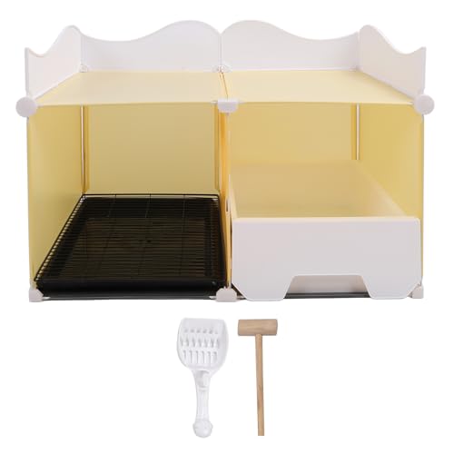 Geschlossene Katzenstrauderboxen spritzproobe Schublade Kitty Potty Pan mit Abnehmbarer Deckeldecker Katze Toilette (Gelb) von Pilipane