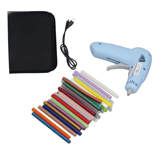 Heiße Schmelze Kleberpistole USB wiederaufladbare kabellose Mini Heiße Schmelzpistole mit 30 Prozent Haftstangen Werkzeugtasche Silikonpolster für DIY Crafts Home Reparaturen (Blau) von Pilipane