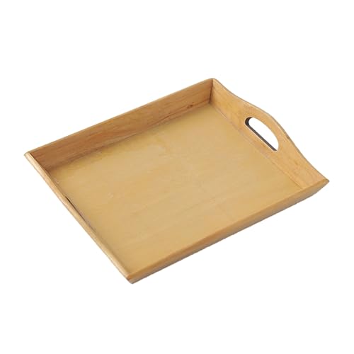 Hölzerne Servierschale Große Vintage handgefertigtes multifunktionales Abendessenschale zum Frühstück Tee Kaffee Essen Wohnzimmer Esszimmer Massives Holz 12.1x10.2x1.5in (Holzfarbe) von Pilipane