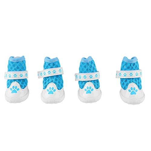 Hundestiefel Hundeschuhe Pfotenschutz atmungsaktives Netz Leichter Schlupffestem modischer Haustierstiefel für Gehensgröße im Freien 4.5x3.4 cm 4pcs (Blau) von Pilipane