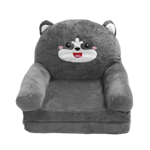 Kinder 2 in 1 Flip Open Leichtes Lautstädter ausziehbarer Schläfer Couch Cartoon Faltbarer Kindersofa Stuhl Grauer Hund (2 Tier) von Pilipane