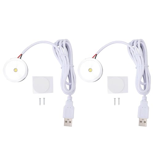 Das kleine LED-Licht 2 Stück USB-Stecker 5V 1W Mini-Strahler für Vitrinen- und Schmuckschränke warmes Licht mit großzügiger Kabellänge Einfache Installation und breite Anwendung (warmes Licht) von Pilipane