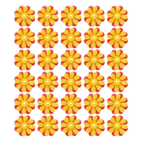 Kolibri-Futterspender, Ersatzblumen, Bunte Vogelfutterspender, Futteröffnungen, Teile, leicht zu reinigen, langlebiger Kunststoff, 30er-Set für Gartenvogelliebhaber (Rot + Gelb (mit gelbem Kern)) von Pilipane