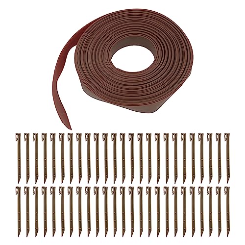 Landschaftsrandkit 50 PCs Spikes pe deformierbar einfach zu verwendend zu verwenden Gartenkantenspule für Blumenbettharten Gardenscapes (Braun) von Pilipane