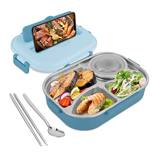 Auslaufsichere Lunchbox mit Wärmeisolierung, isolierte Bento-Box und thermisch stapelbare Lunchbox, wasserdichte Bento-Lunchbox aus Edelstahl mit 4 Fächern, für Kinder und Erwachsene von Pilipane