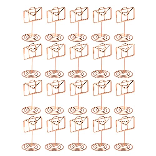 Memo -Clip -Tischnummer Halter Platz Kartenständer 20pcs Roségold kleiner Umschlag Formmetall -Fotokartenhalter für Hochzeitsbüro Party Esstisch Wohnkultur von Pilipane